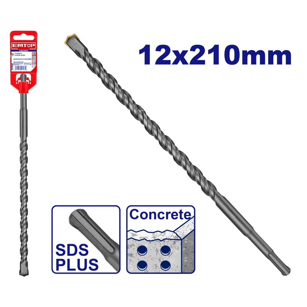 Mèche SDS plus Ø12X210MM EMTOP EHDR11203 - SME IMPORT