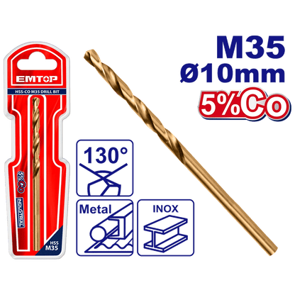 Mèches acie M35 HSS ø 10MM EMTOP ETDB131001 - SME IMPORT