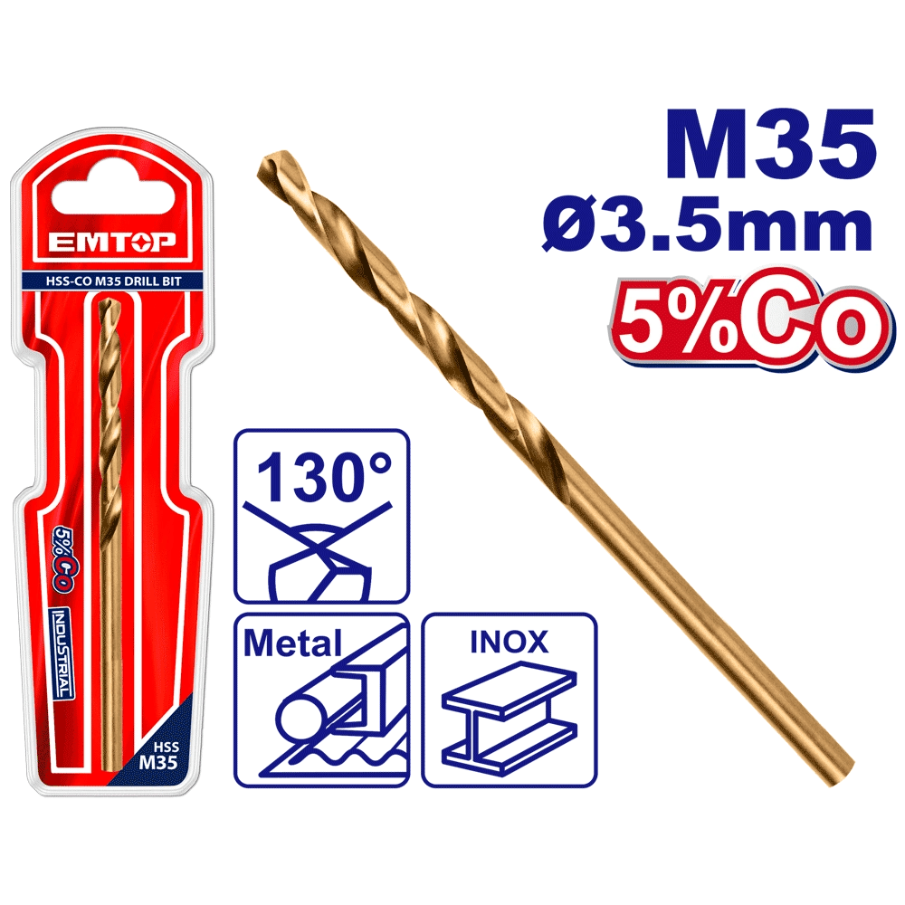 Mèches acie M35 HSS ø 3.5MM EMTOP ETDB130351 - SME IMPORT
