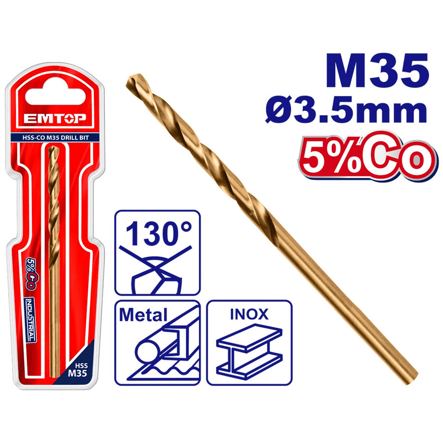 Mèches acie M35 HSS ø 3.5MM EMTOP ETDB130351 - SME IMPORT
