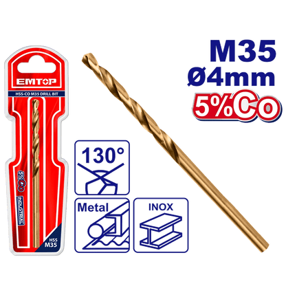 Mèches acie M35 HSS ø 4MM EMTOP ETDB130401 - SME IMPORT