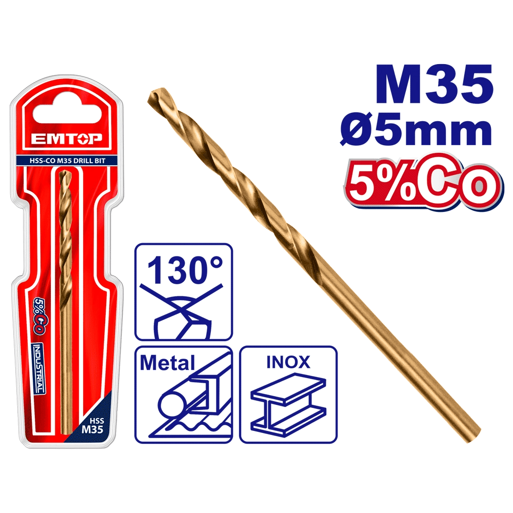 Mèches acie M35 HSS ø 5MM EMTOP ETDB130501 - SME IMPORT