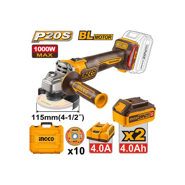 Meuleuse Sans Fil INGCO 20V 1000W 115mm Pour Bricoleurs CAGLI271532