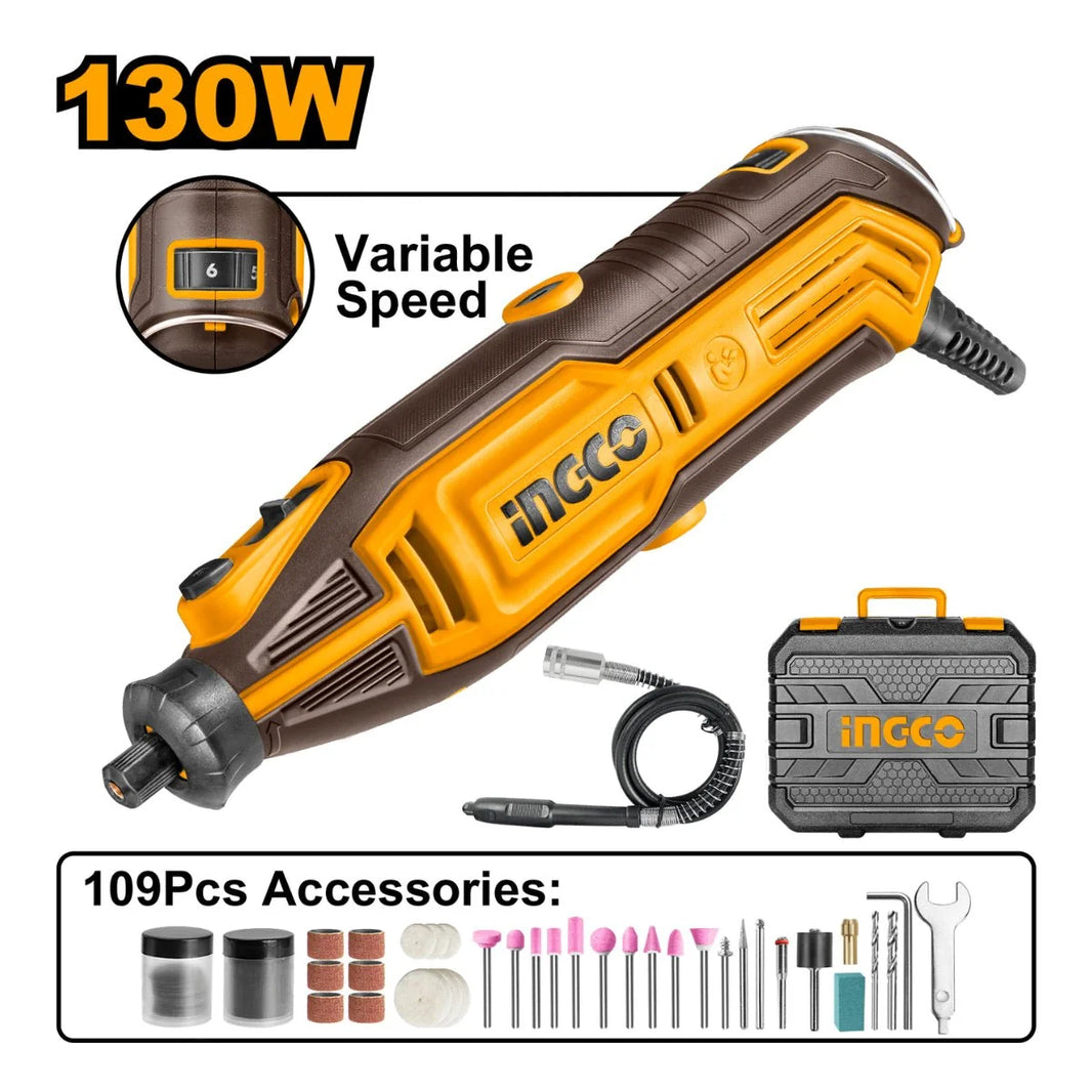 Mini Perceuse 130W Ingco 52 Pièces Précise Pour Bricolage MG13328