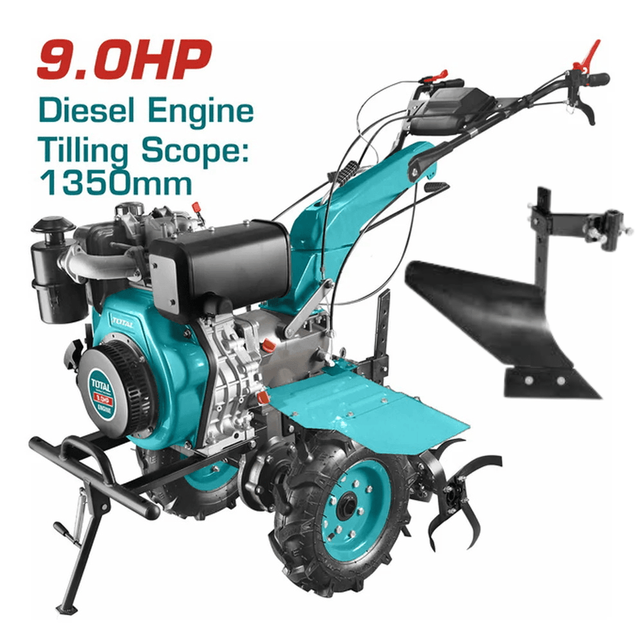 Motoculteur 9HP diesel TOTAL TDC13501D monocylindre 4 temps refroidi par air démarrage électrique