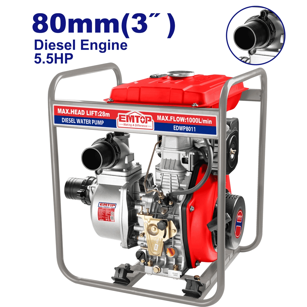 Motopompe diesel 3″ 1000l/MIN EMTOP EDWP8011 - SME IMPORT