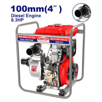 Motopompe diesel 4″ 1420l/MIN EMTOP EDWP10011 - SME IMPORT