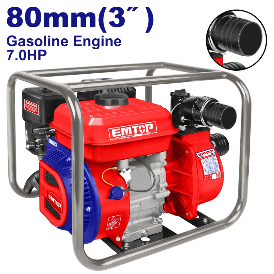 Motopompe essence 7CV 3″ 1000l/MIN EMTOP EGWP8012 - SME IMPORT