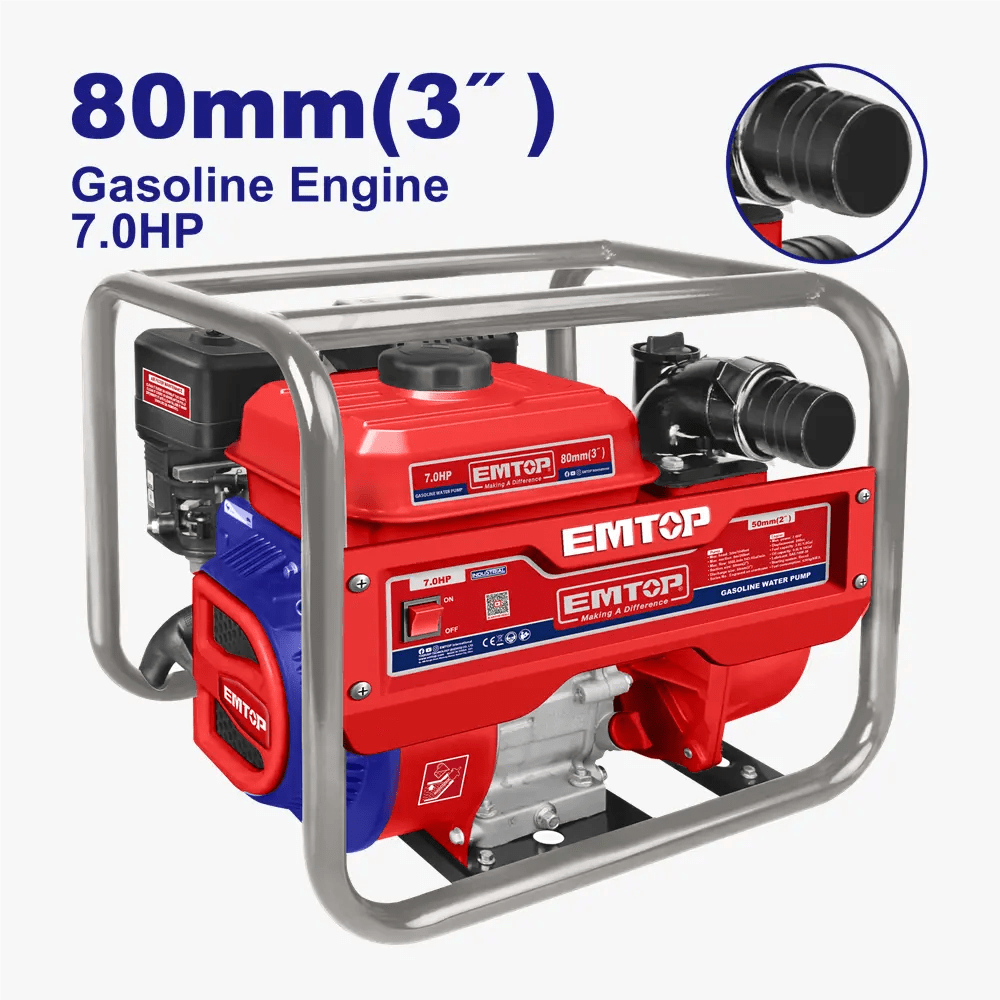 Motopompe essence 7CV 3″ 1000l/MIN EMTOP EGWP8016 - SME IMPORT