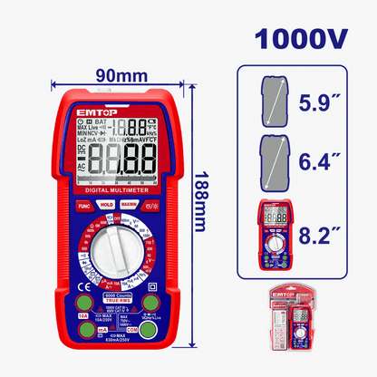 Multimètre numérique 20000 1000V EMTOP EDMR5310003 - SME IMPORT