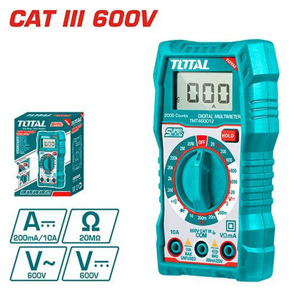 Multimètre numérique TOTAL 200 mv à 600 v DC et AC précis TMT460012 - SME IMPORT