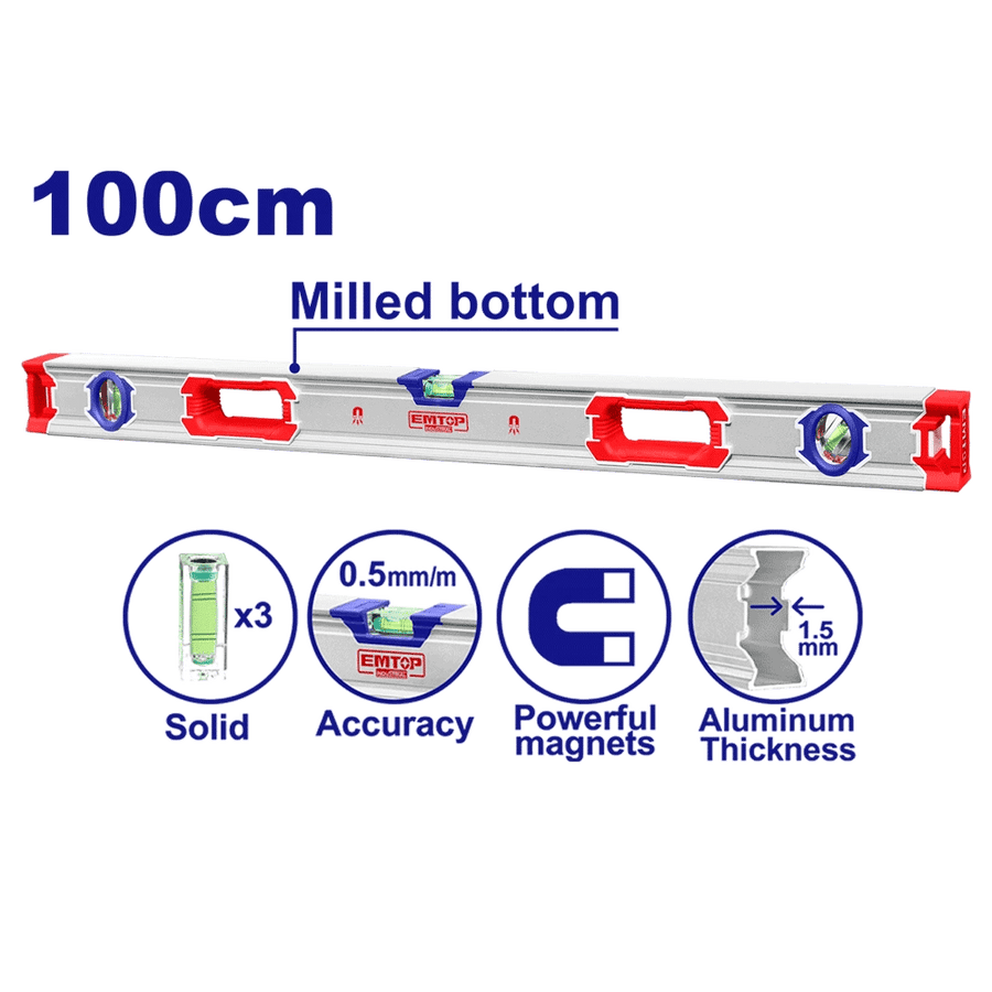 Niveau d’eau alu 100CM EMTOP ESLL310001 - SME IMPORT
