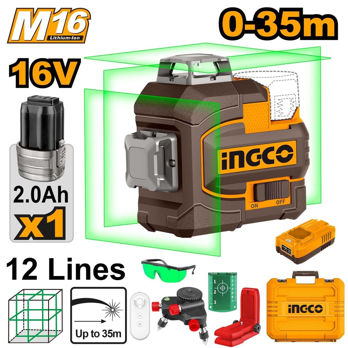 Niveau laser 3D sans fil INGCO – HLL301201 - SME IMPORT