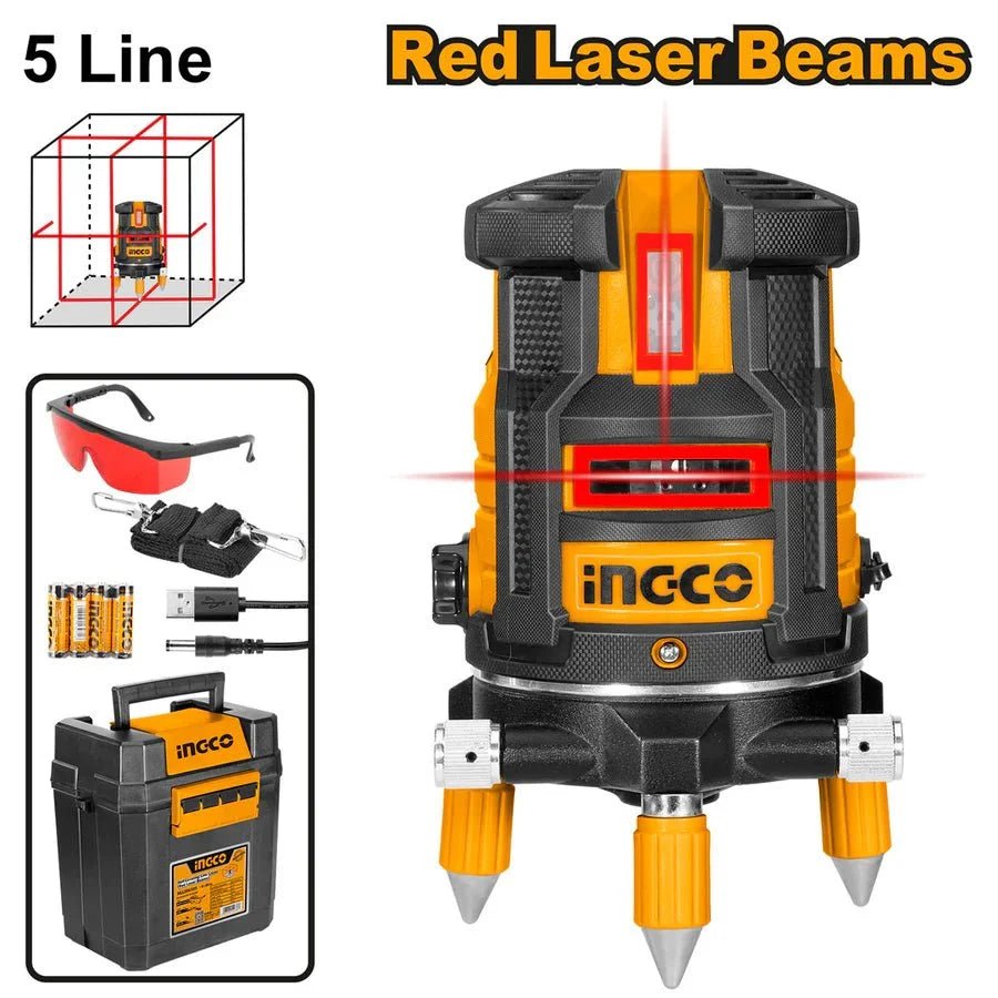 Niveau laser rouge 5 lignes INGCO HLL306505 - SME IMPORT