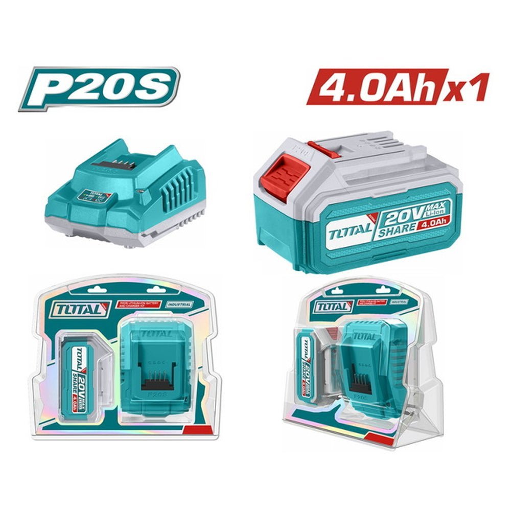 Pack batterie et chargeur 20V 4Ah TOTAL P20S TFBCPK1214 - SME IMPORT