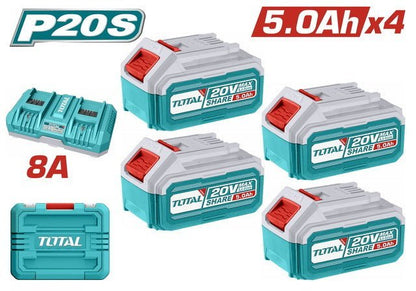 Pack batteries TOTAL 20V 5.0Ah X4 facile TFBCLI20285 - SME IMPORT