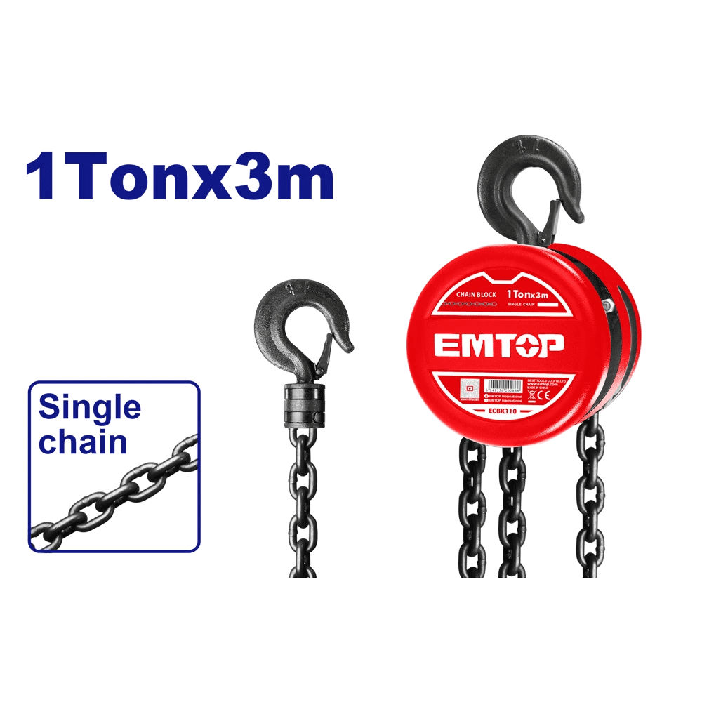Palan á chaine 1T 3M EMTOP ECBK110 - SME IMPORT