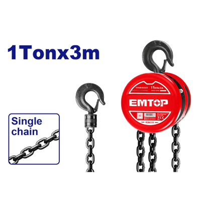 Palan á chaine 1T 3M EMTOP ECBK110 - SME IMPORT