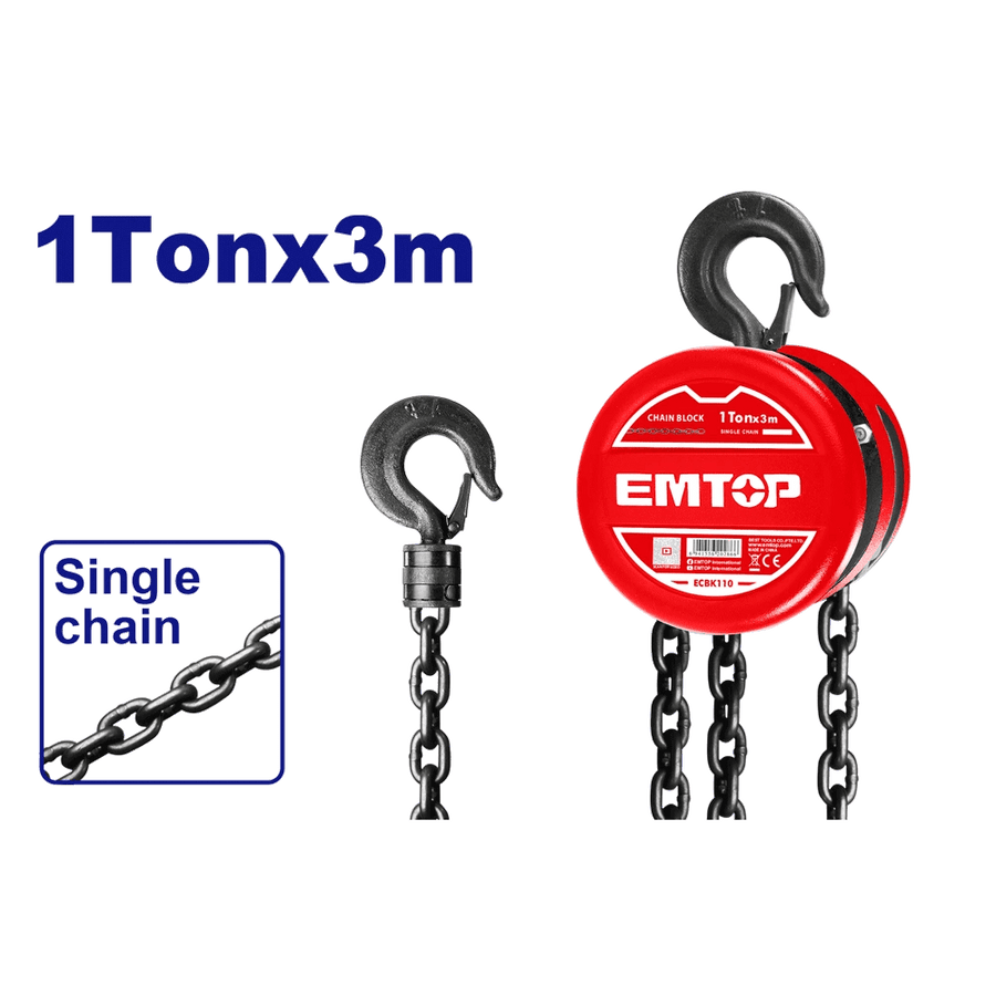 Palan á chaine 1T 3M EMTOP ECBK110 - SME IMPORT