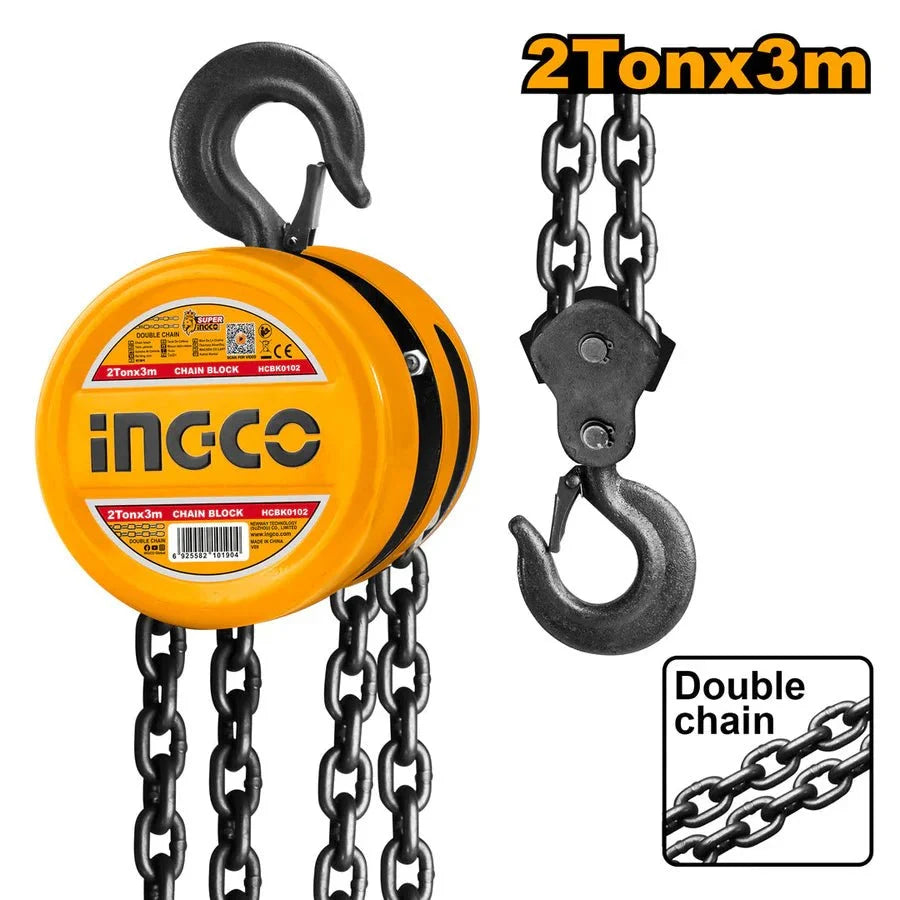 Palan à Chaîne INGCO 2 Tonnes Fiable Pour Chantiers HCBK0102