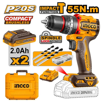 Perceuse à percussion brushless INGCO CIDLI20558 - SME IMPORT