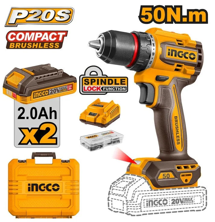 Perceuse - Visseuse Sans Fil INGCO 20V Brushless 50 Nm CDLI205062 - INGCO SME TUNISIE
