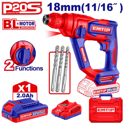 Perfo SDS+20V 1B 2AH 18 brush+ac EMTOP ELRH201881 - SME IMPORT