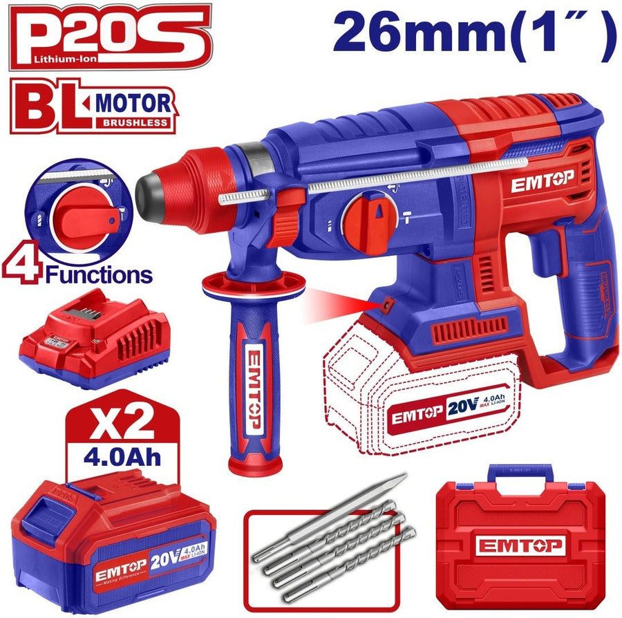 Perfo SDS+20V 2B 4AH 26 brush+ac EMTOP ELRH202682 - SME IMPORT