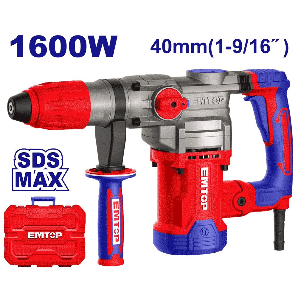 Perforateur SDS max 40MM 1600W+AC EMTOP ERHRM1608 - SME IMPORT