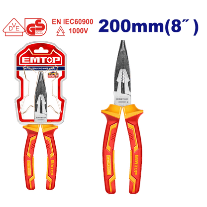 Pince á long nez isolée 8″/200MM EMTOP EPLRL0831 - SME IMPORT