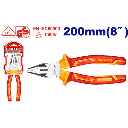 Pince universelle isolée 8″/200MM EMTOP EPLRC0831 - SME IMPORT
