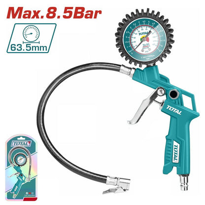 Pistolet de gonflage avec manomètre 8,5 bar aluminium durable TAT11601
