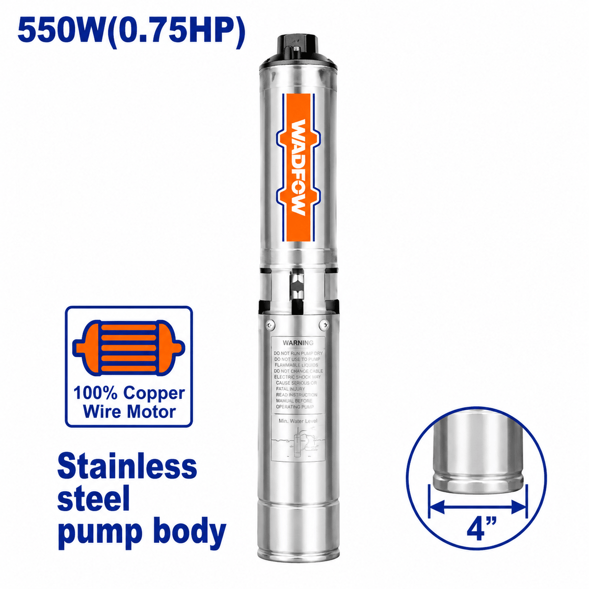 Pompe imm 0.75hp 550w+cof WADFOW WWPD6021 - SME IMPORT