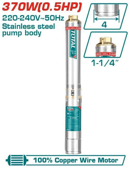 Pompe immergée 0,5 hp 370 w 220 240 v acier inoxydable TWP53701 - SME IMPORT