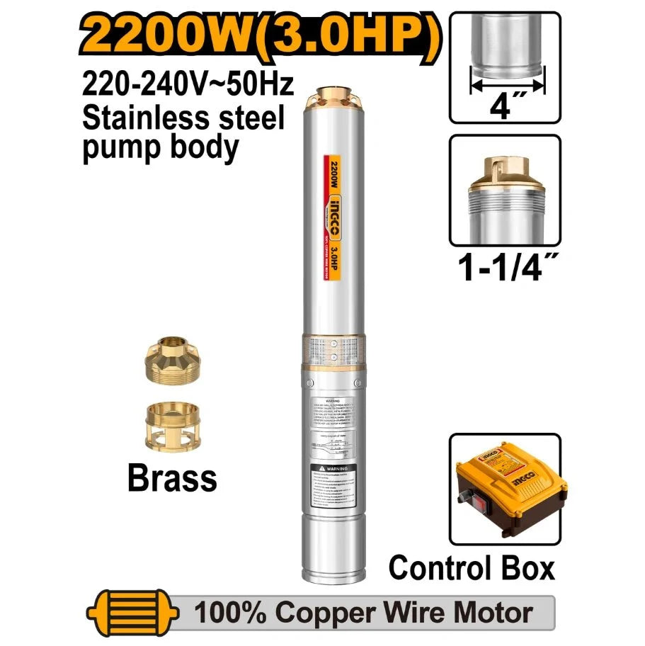 Pompe immergée 3 HP – 2200 W INGCO DWP2200621 | Puissance et performance profonde