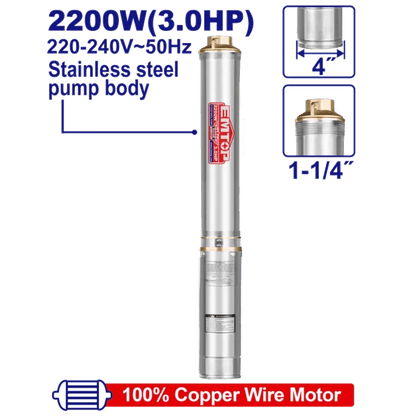 Pompe immergée 4″3HP h 180M 220V EMTOP EWPPD22001 - SME IMPORT
