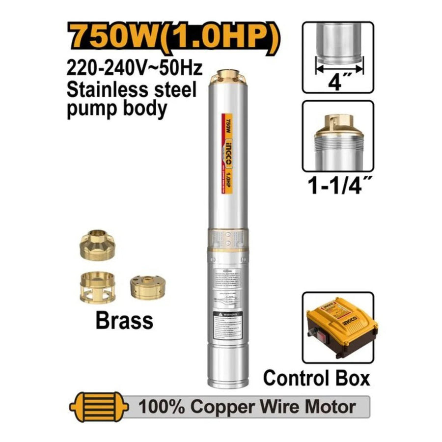 Pompe immergée 750 W (1,0 CV) – 80 m INGCO DWP750621 - SME IMPORT