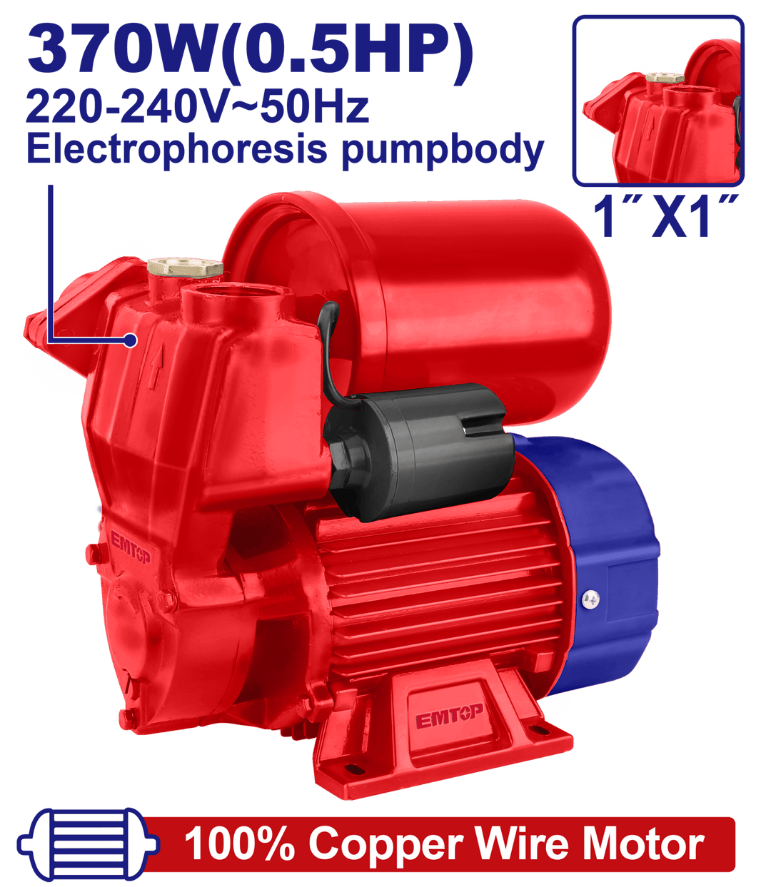 Pompe périphérique 0.5CV auto- EMTOP EWPPA03701 - SME IMPORT