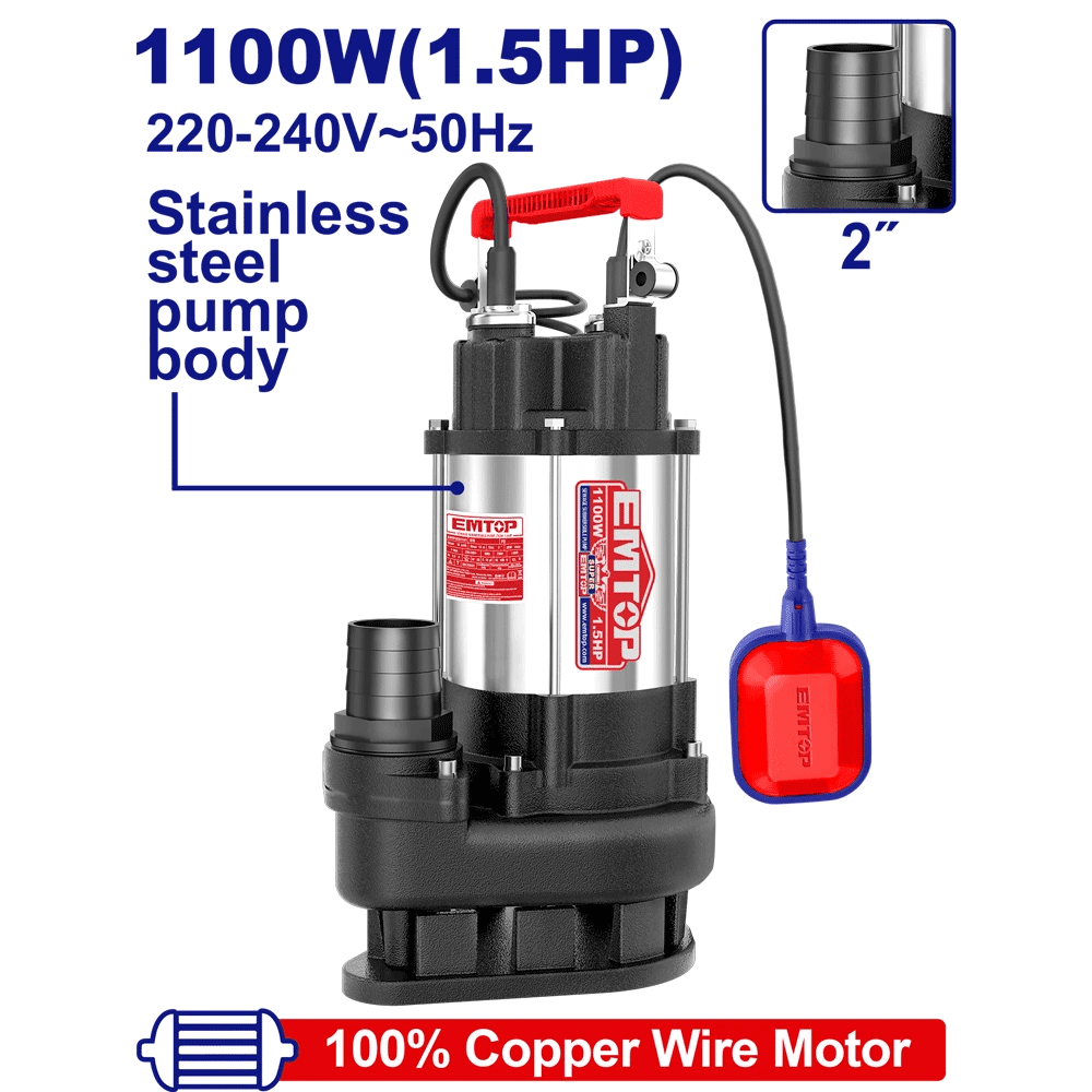 Pompe sub 2″1.5CV H15M 366L/MIN EMTOP EWPPQD11001 - SME IMPORT