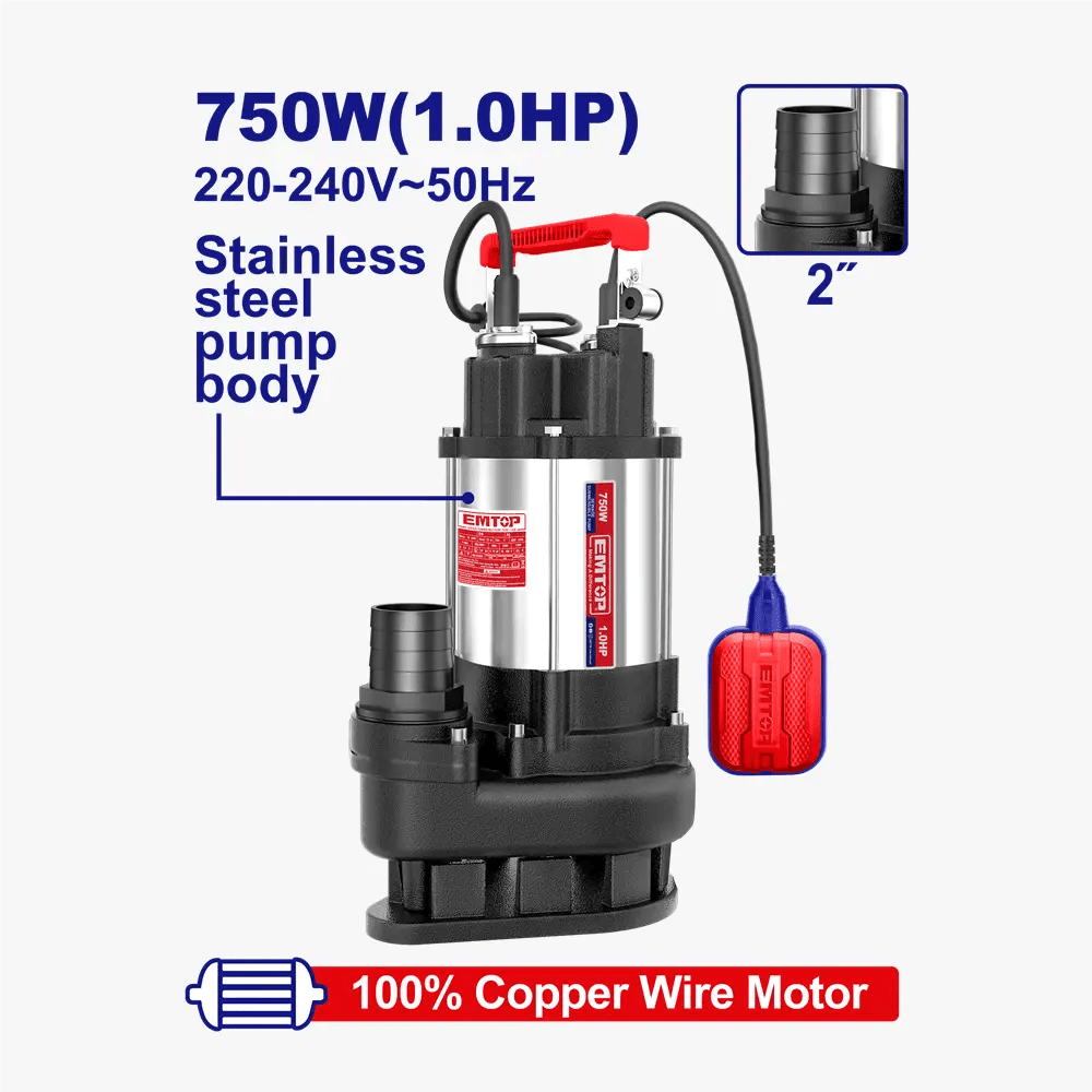 Pompe sub 2″1CV H13M 300L/MIN EMTOP EWPPQD07501 - SME IMPORT