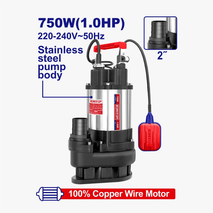 Pompe sub 2″1CV H13M 300L/MIN EMTOP EWPPQD07501 - SME IMPORT