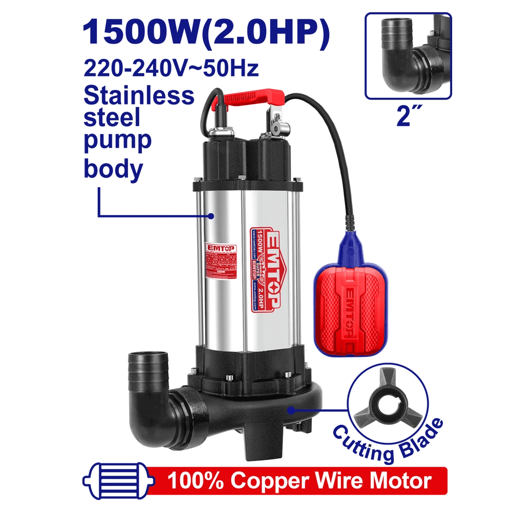 Pompe sub 2″2CV H14.5M 350L/MIN EMTOP EWPPQD15001 - SME IMPORT