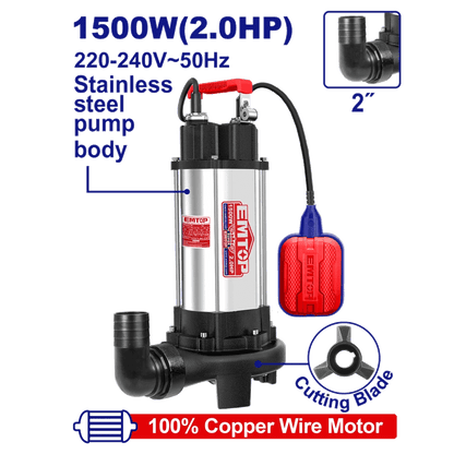 Pompe sub 2″2CV H14.5M 350L/MIN EMTOP EWPPQD15001 - SME IMPORT