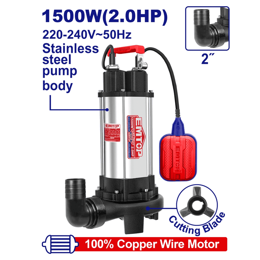 Pompe sub 2″2CV H14.5M 350L/MIN EMTOP EWPPQD15001 - SME IMPORT