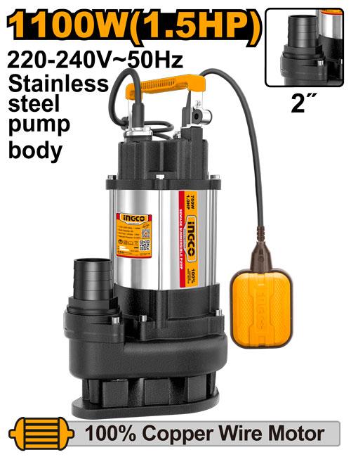 Pompe vide-cave 1,5 HP inox INGCO – SPDS11008 - SME IMPORT