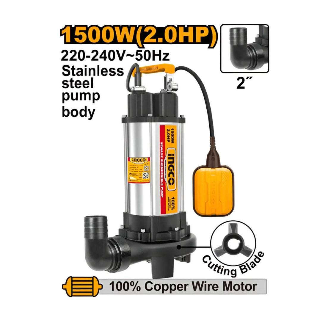 Pompe Vide - Cave 1500 W (2 HP) INGCO – SPDB15008 | Puissance et évacuation rapide
