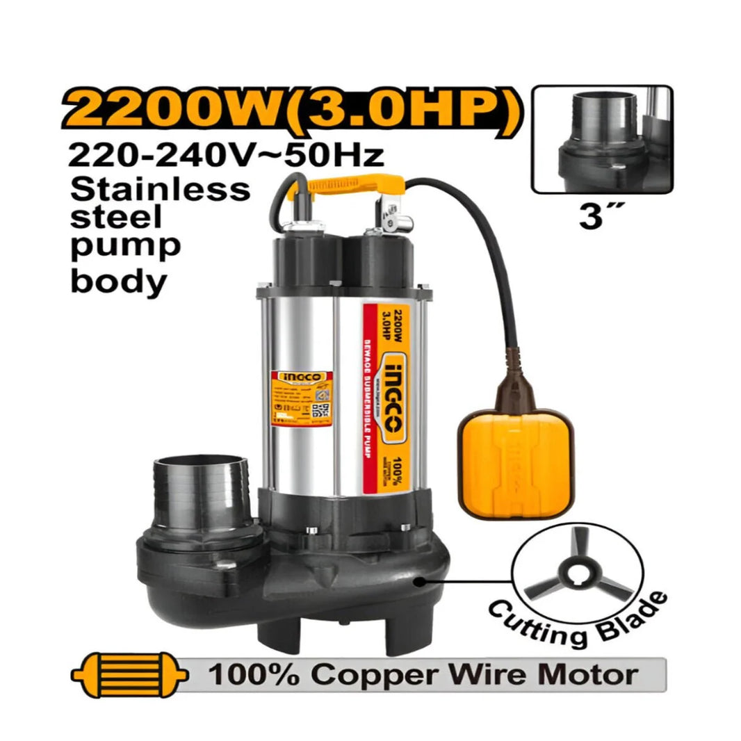 Pompe vide - cave 3 HP – 2200 W Inox INGCO SPDB2201 | Puissance extrême et durabilité