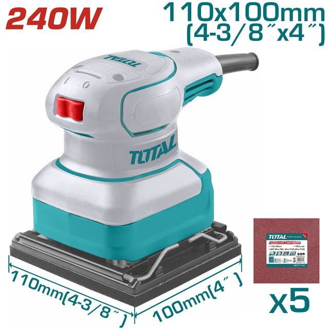 Ponceuse orbitale TOTAL 240W 110x100 mm plate compacte tf2241108 - SME IMPORT