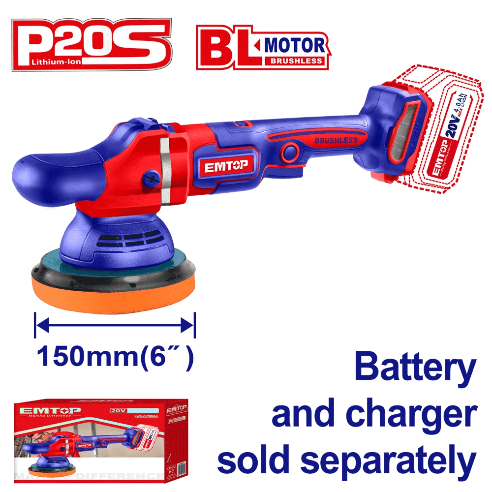 Ponceuse polisseuse 150MM 20V EMTOP ELAP2015 - SME IMPORT