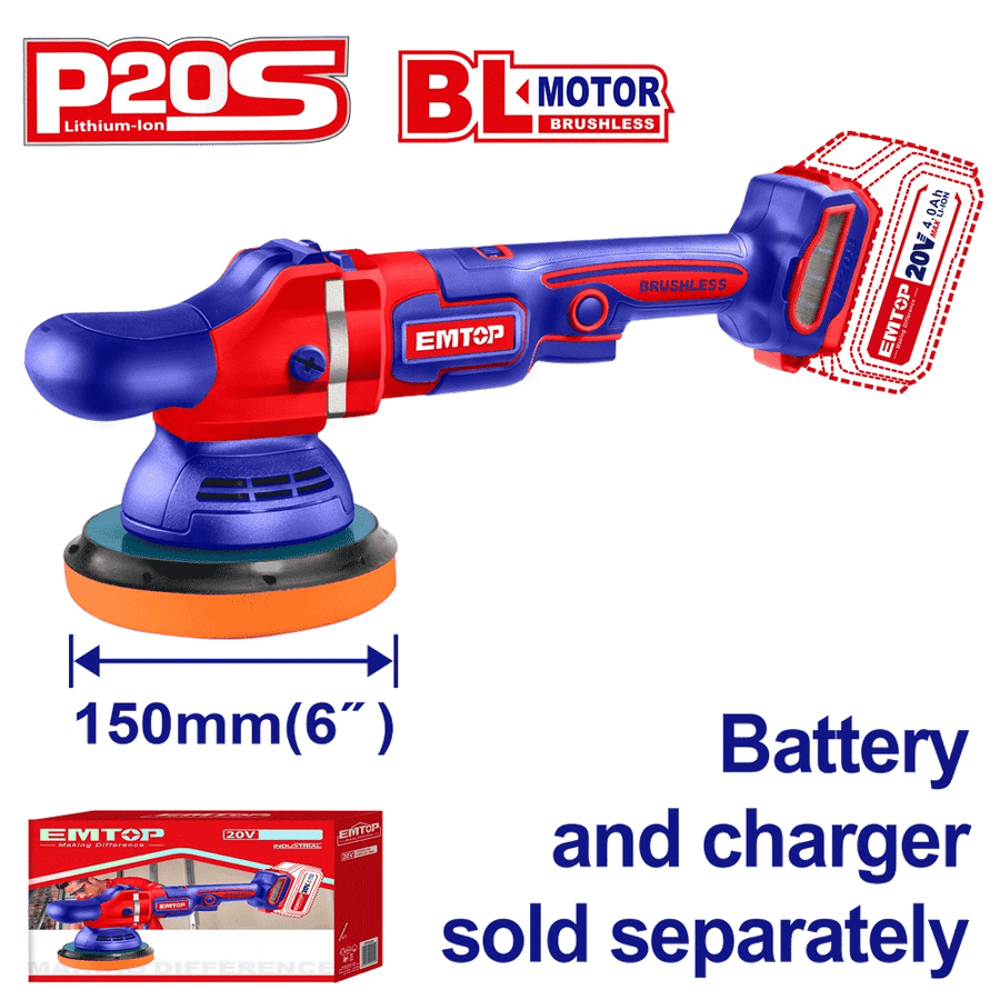 Ponceuse polisseuse 150MM 20V EMTOP ELAP2015 - SME IMPORT